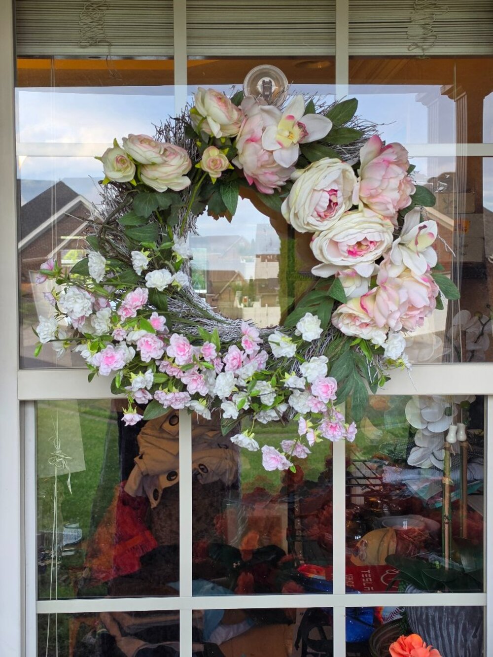 Ballard Design Faux Door/Window Wreaths Pink/Cream Peony and other flowers